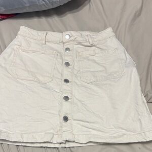 Elegant Cream A-Line Skirt with Button Detail